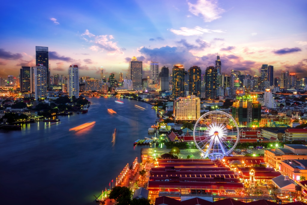 Bangkok cityscape. Bangkok sunrise in the business district. at twilight